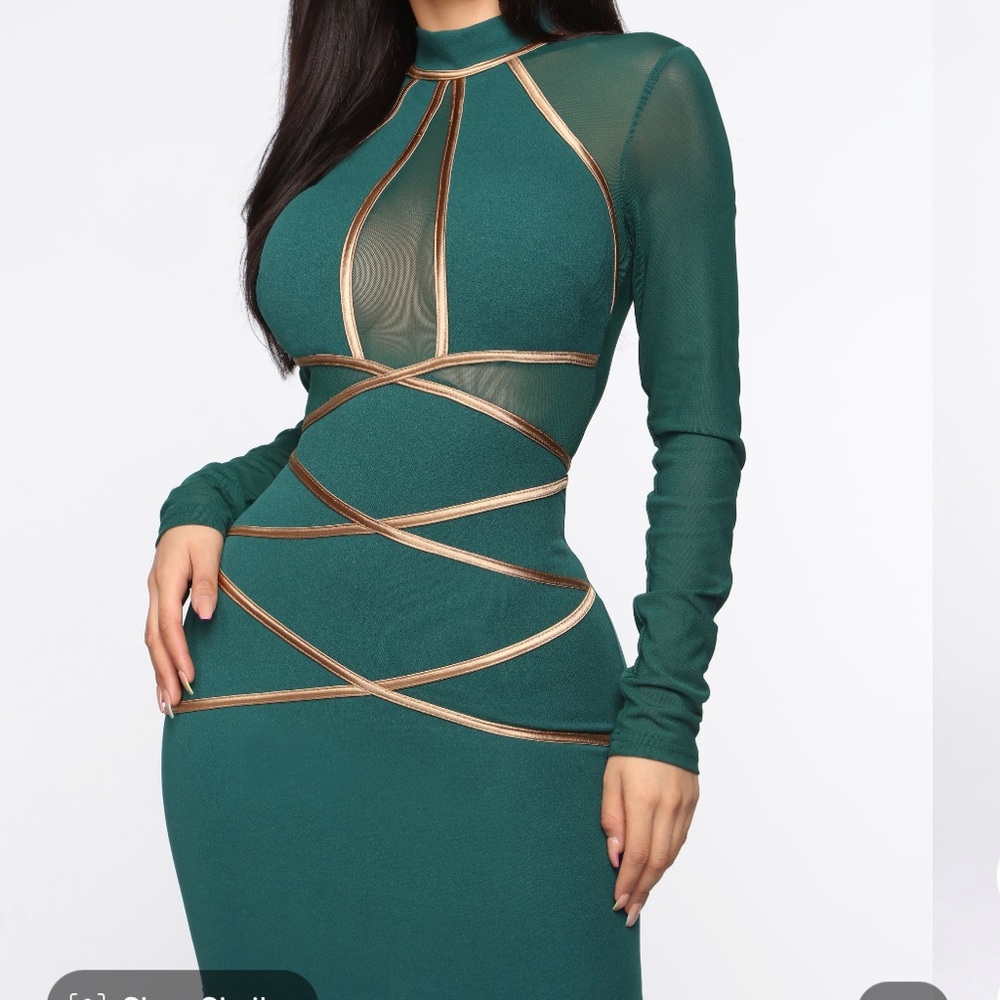 All my love Mini Dress in hunter green (L)